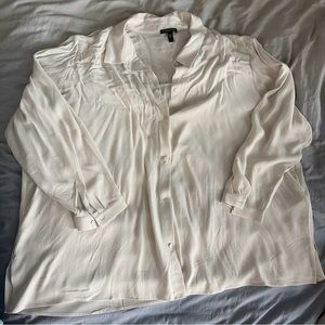 Eileen Fisher Plus 3X 100% Silk Boxy Button Down Blouse White Oversized